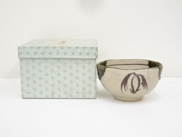 JAPANESE TEA CEREMONY / CHAWAN(TEA BOWL) / ORIBE WARE / BY TOZAN NODA